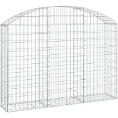 vidaXL Gabione mit Hochbogen 150x30x100/120 cm Verzinktes Eisen
