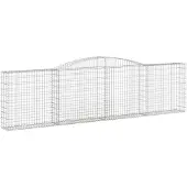 vidaXL Gabione mit Hochbogen 400x30x100/120 cm Verzinktes Eisen