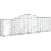 vidaXL Gabione mit Hochbogen 300x30x80/100 cm Verzinktes Eisen