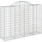 vidaXL Gabione mit Hochbogen 200x50x140/160 cm Verzinktes Eisen
