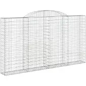 vidaXL Gabione mit Hochbogen 300x30x160/180 cm Verzinktes Eisen