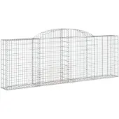 vidaXL Gabione mit Hochbogen 300x30x100/120 cm Verzinktes Eisen