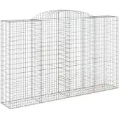 vidaXL Gabione mit Hochbogen 300x50x180/200 cm Verzinktes Eisen