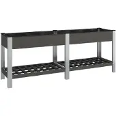 vidaXL Garten-Hochbeet mit Ablage Grau 200x50x75 cm WPC