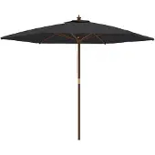 vidaXL Sonnenschirm mit Holzmast Schwarz 299x240 cm