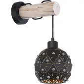Globo Wandleuchte Holz Balken Wandlampe Innen Schwarz Gold Kristalle 54029W