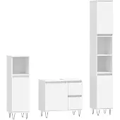 vidaXL 3-tlg. Badmöbel-Set Weiß Holzwerkstoff