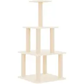 vidaXL Kratzbaum mit Sisal-Kratzsäulen Creme 111 cm