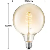 LUCANDE LED-Lampe E27 G125 4W 2.700K dimmbar amber