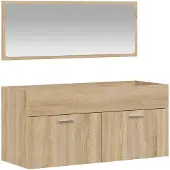 vidaXL Badschrank mit Spiegel Sonoma-Eiche Holzwerkstoff