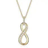 Elli Silberkette "Halskette Infinity Love Symbol Zirkonia 925 Silber" Gr. 45, gold, Halsketten, Damen, mit Stein, Silber 925 (Sterlingsilber), Silberkette