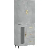 vidaXL Highboard Betongrau 69,5x34x180 cm Holzwerkstoff