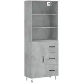 vidaXL Highboard Betongrau 69,5x34x180 cm Holzwerkstoff