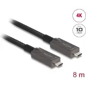 DeLOCK Aktives Optisches USB-C Video + Daten + PD Kabel 8 m, 8 m, USB Typ-C, USB Typ-C, Schwarz