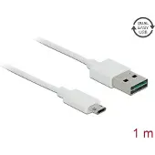 DeLOCK 84807, 1 m, USB A, Micro-USB B, USB 2.0, 0,48 Gbit/s, Weiß
