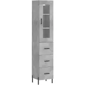 vidaXL Highboard Betongrau 34,5x34x180 cm Holzwerkstoff