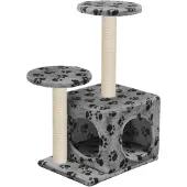 vidaXL Katzenbaum mit Sisal-Kratzsäule 60 cm Grau Pfoten-Aufdruck