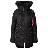Alpha industries Lange Jacke mit Kapuze und Fellbesatz Größe: S