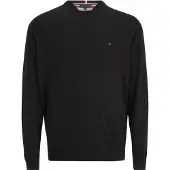 Tommy Hilfiger Rundhalspullover "BT-PIMA ORG CTN CASHMERE CN-B", Herren, Gr. 4XL, schwarz, Strick, Obermaterial: 92% Baumwolle, 8% Wolle, BIG & TALL, Rundhals, Bündchen, Pullover Rundhalspullover