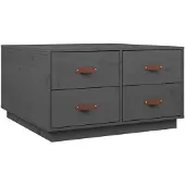 vidaXL Couchtisch Grau 80x80x45 cm Massivholz Kiefer