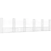 vidaXL Gabionenkorb U-Form mit 6 Säulen Eisen 620x20x150 cm