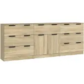 vidaXL 3-tlg. Sideboard Sonoma Eiche-Optik Holzwerkstoff