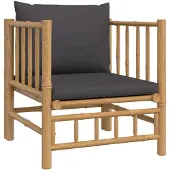 vidaXL Gartensessel mit Dunkelgrauen Kissen Bambus
