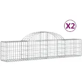 vidaXL Gabionen mit Hochbogen 2 Stk. 200x30x40/60 cm Verzinktes Eisen