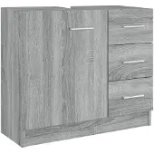 Super Merchant Waschbeckenschrank Grau Sonoma 63x30x54 cm Holzwerkstoff
