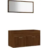 vidaXL 2-tlg. Badmöbel-Set Braun Eichen-Optik Holzwerkstoff
