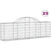 vidaXL Gabionen mit Hochbogen 9 Stk. 200x30x60/80 cm Verzinktes Eisen