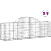 vidaXL Gabionen mit Hochbogen 4 Stk. 200x30x60/80 cm Verzinktes Eisen