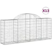 vidaXL Gabionen mit Hochbogen 13 Stk. 200x30x80/100cm Verzinktes Eisen