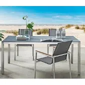 Destiny Gartentisch "SAO PAULO", grau (edelstahlfarben), B:100cm H:74cm T:180cm, Tische, Gartentisch, (180x74x100)cm, Edelstahl, Glaskeramik
