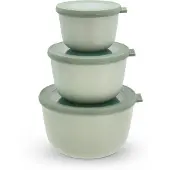 Mepal Frischhaltedose Set cirqula rund, 3-teilig, hoch, Auslaufsichere Multischüsseln mit Deckel, Farbe: nordic sage
