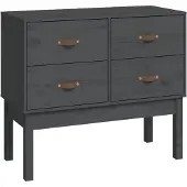 vidaXL Konsolenschrank Grau 90x40x78 cm Massivholz Kiefer