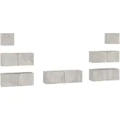 vidaXL 7-tlg. TV-Schrank-Set Betongrau Holzwerkstoff