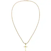 KUZZOI Kette mit Anhänger "Halskette Herren Kreuz Flach Kordelkette 925 Silber" Gr. 55, gold, Halsketten, Herren, ohne Stein, Silber 925 (Sterlingsilber), Kette mit Anhänger