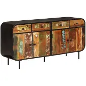 vidaXL Sideboard 140x35x70 cm Altholz Massiv und Metall