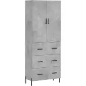 vidaXL Highboard Betongrau 69,5x34x180 cm Holzwerkstoff