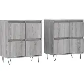 vidaXL Sideboards 2 Stk. Grau Sonoma Holzwerkstoff