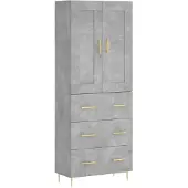 vidaXL Highboard Betongrau 69,5x34x180 cm Holzwerkstoff