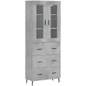 vidaXL Highboard Betongrau 69,5x34x180 cm Holzwerkstoff