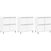vidaXL Sideboards 3 Stk. Weiß Holzwerkstoff