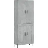 vidaXL Highboard Betongrau 69,5x34x180 cm Holzwerkstoff