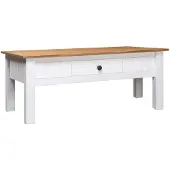 vidaXL Couchtisch Weiß 100x60x43,5 cm Massivholz Panama-Kiefer