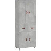 vidaXL Highboard Betongrau 69,5x34x180 cm Holzwerkstoff