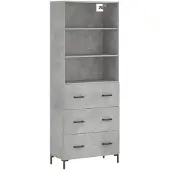 vidaXL Highboard Betongrau 69,5x34x180 cm Holzwerkstoff