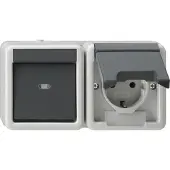 Gira 417730 Horizontale Schaltersteckdose Kombination IP44 Grau - 417730