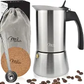 MILU Induktion Espressokocher-Set, Edelstahl, 200ml (4 Tassen), 1 von FROG.coffee